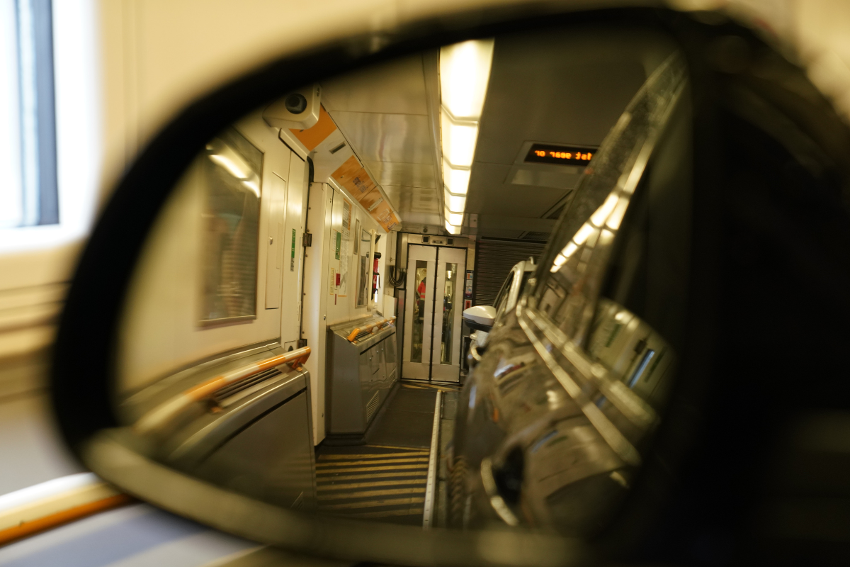 In LeShuttle on a car