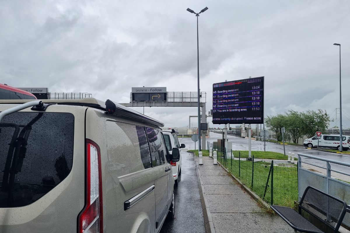 Eurotunnel freight shuttle carrying lorries to France through the Channel Tunnel