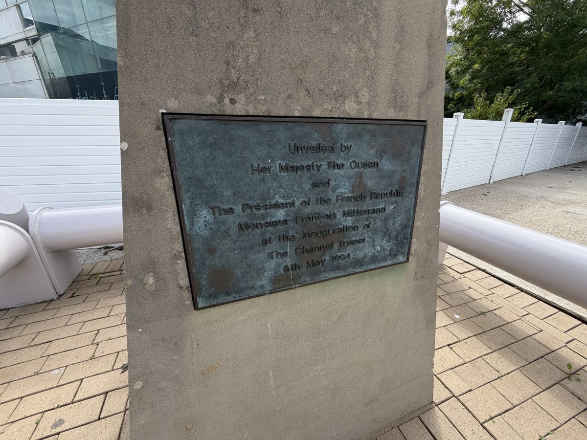 Commemorative plaque marking the opening of the Channel Tunnel on 6 May 1994 at Folkestone