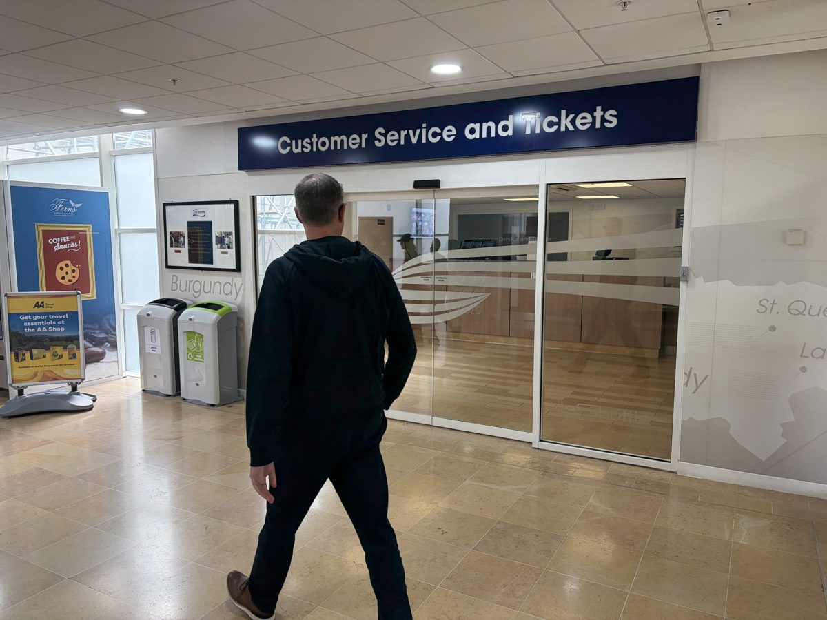 Customer Service and Tickets desk inside the Folkestone passenger terminal